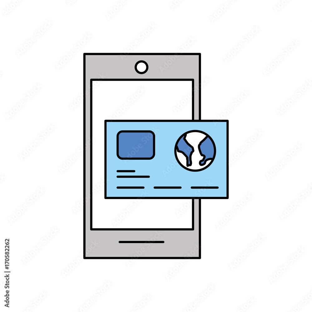 smartphone with credit card banking online app vector illustration smartphone with credit card banking online app vector illustration