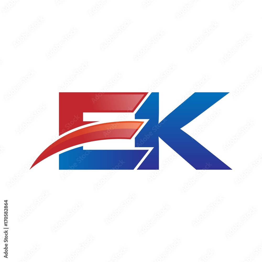 modern vector initial letters logo swoosh ek red blue modern vector initial letters logo swoosh ek red blue