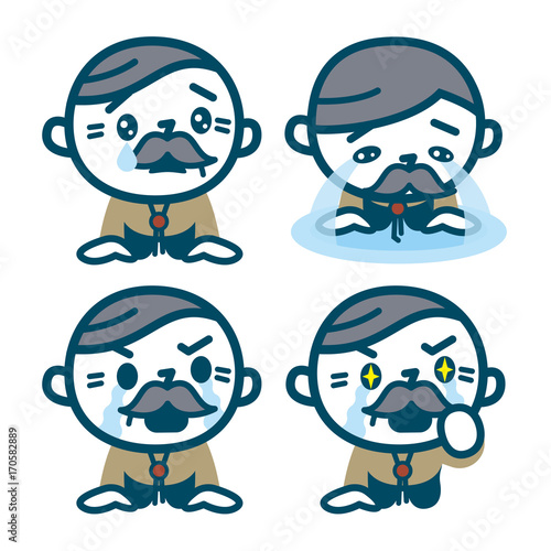涙を流すシニア男性のセット