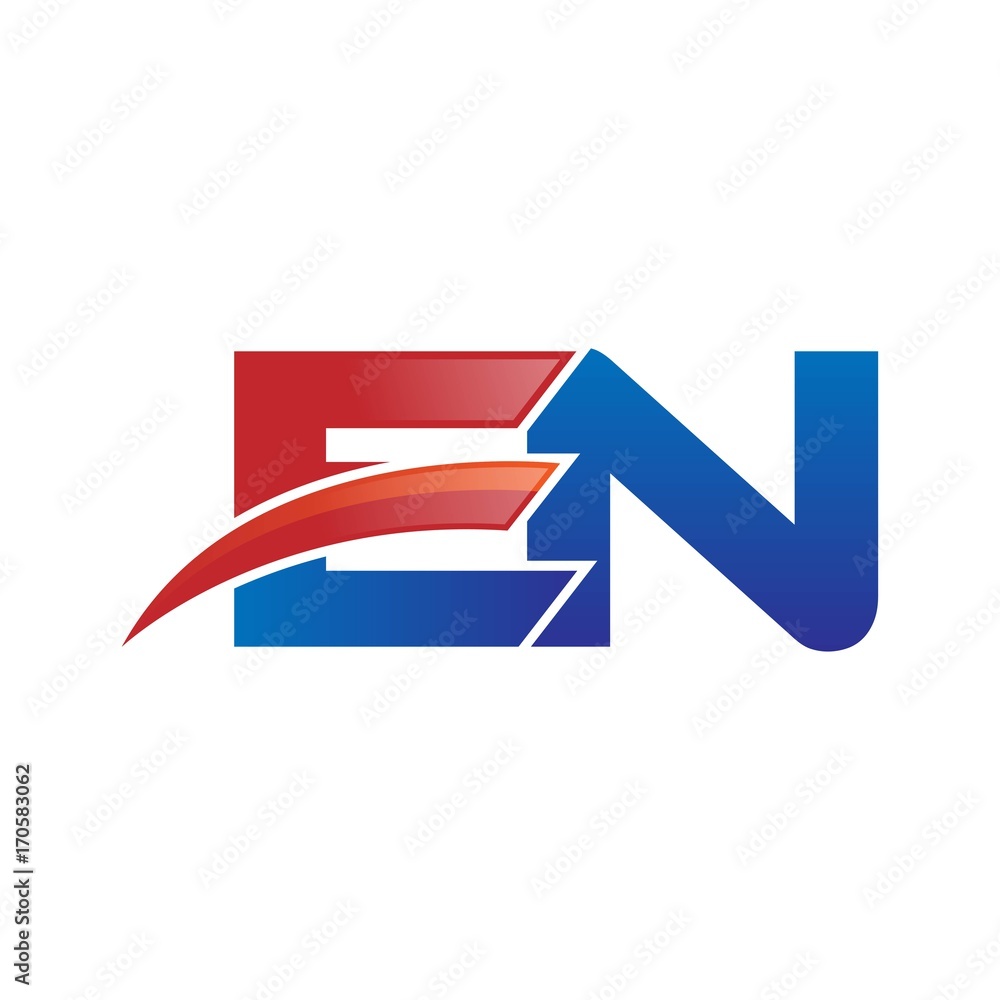 modern vector initial letters logo swoosh en red blue modern vector initial letters logo swoosh en red blue
