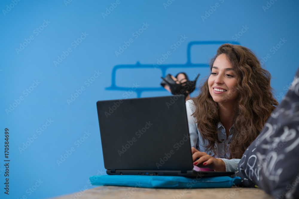 woman working with computer new startup project woman working with computer new startup project