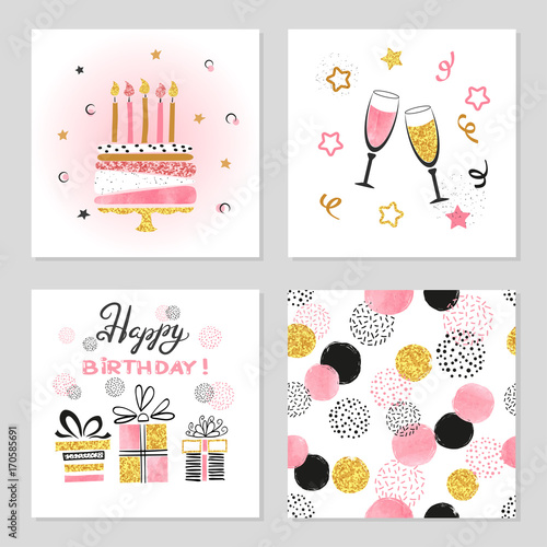 Happy Birthday cards set. C...