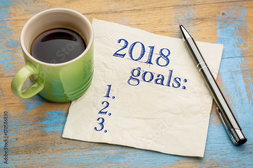 2018 year goals list on napkin