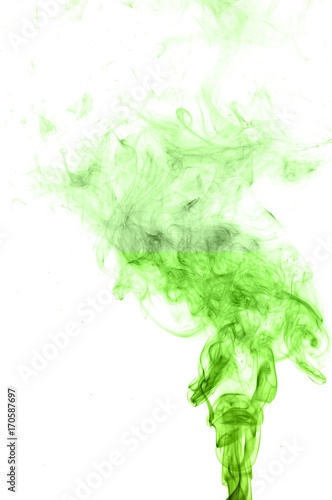 green smoke on a white background,Abstract green smoke swirls over white background, fire smoke