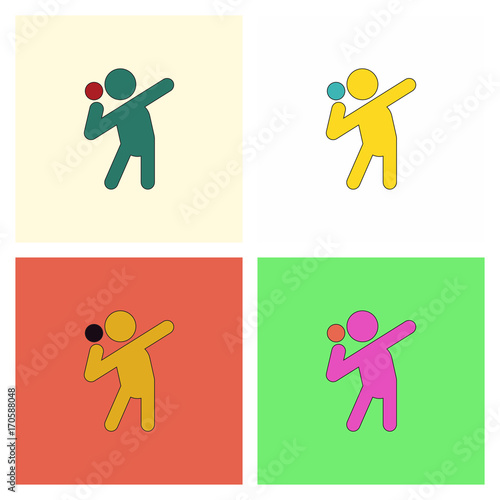 Flat isometric Athletics Hammer Throw vector illustration. Summer sports concept. collection