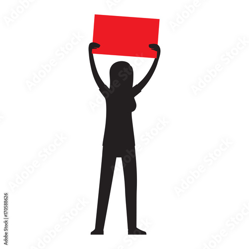 Protesting Woman Silhouette with Billboard