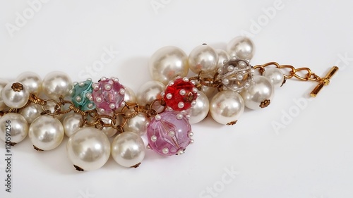 Female bracelet made of artificial pearls
