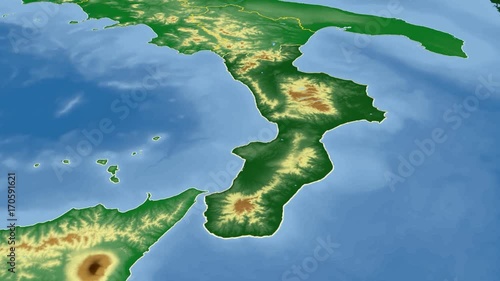 Calabria - Italy, region extruded. Bumps shaded photo