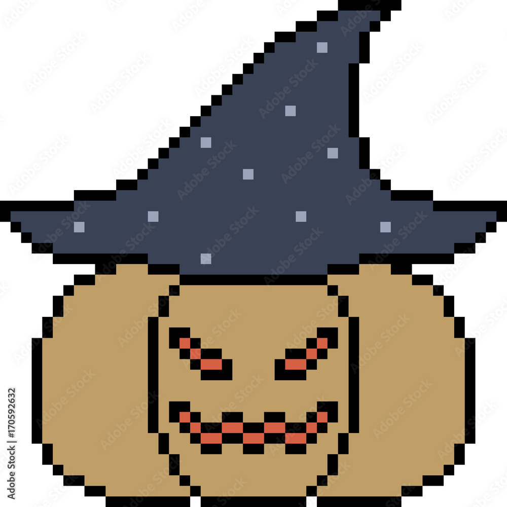 Obraz premium vector pixel art pumpkin halloween