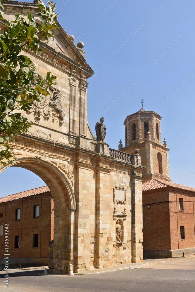 San Benito Arch in Sahagun, Way of St. James, Leon, Spain