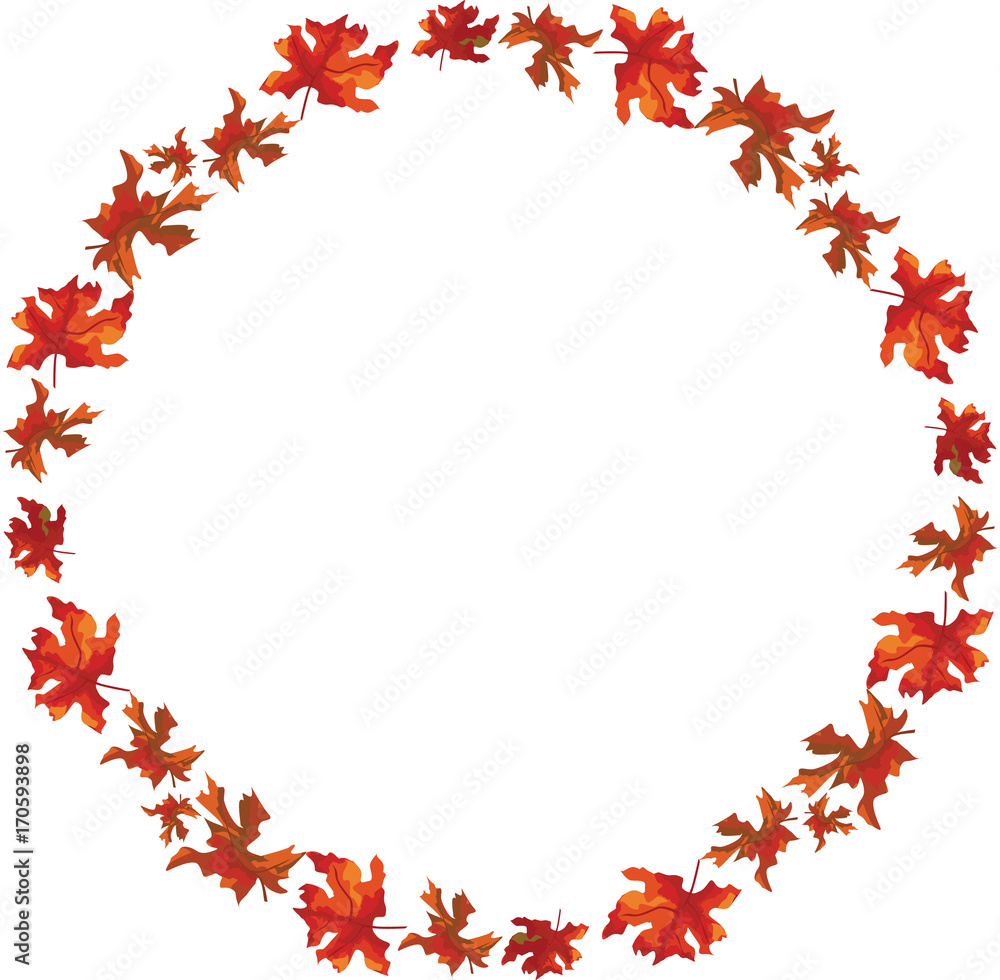 Autumn wreath of maple leaves. Hand drawn vector illustration. frame, border, space for your text. Autumn wreath of maple leaves. Hand drawn vector illustration. frame, border, space for your text.