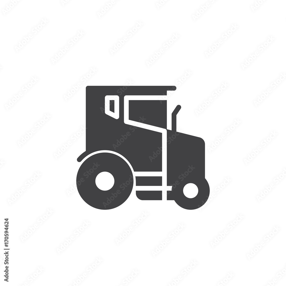 Tractor icon vector, filled flat sign, solid pictogram isolated on white. Symbol, logo illustration