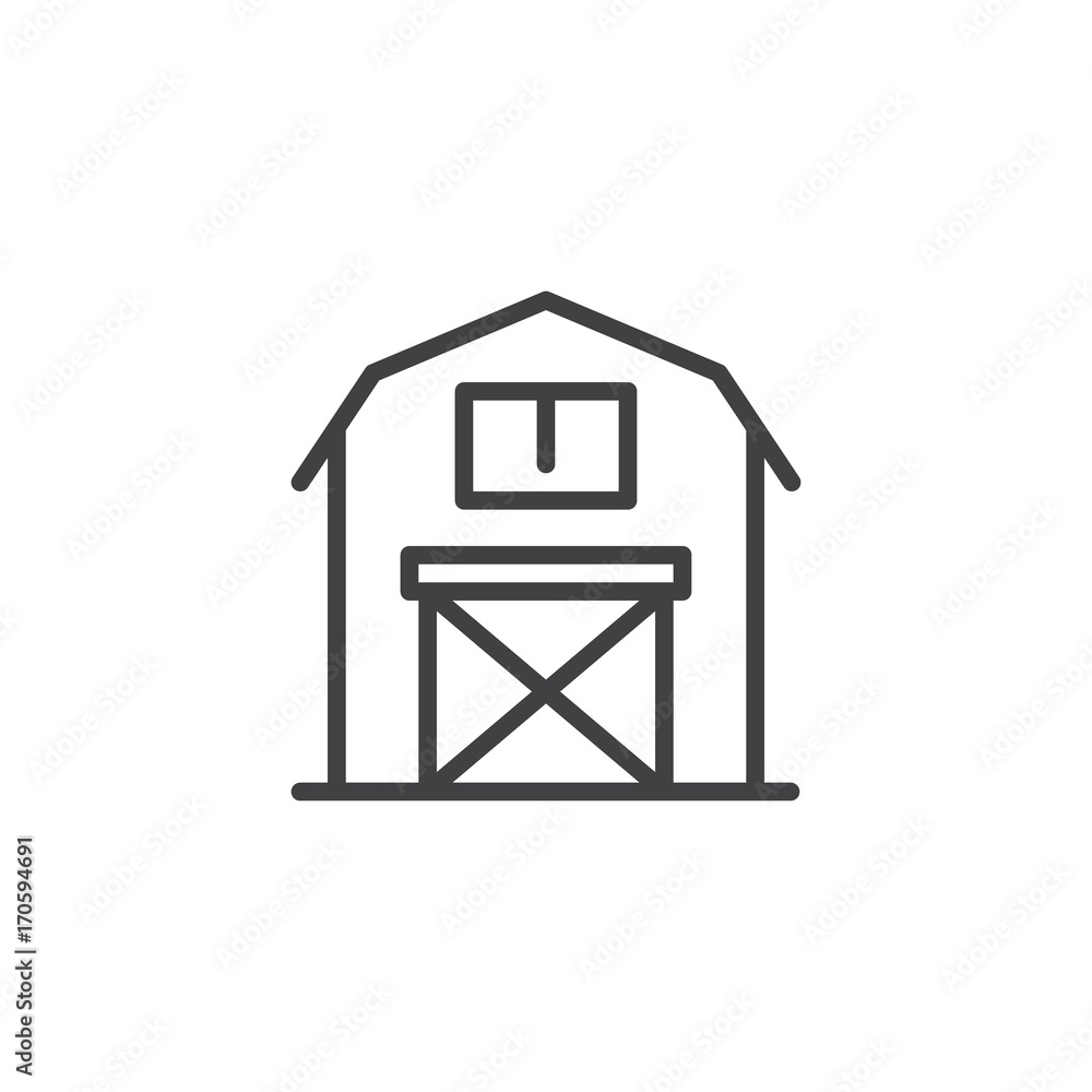 Barn line icon, outline vector sign, linear style pictogram isolated on white. Symbol, logo illustration. Editable stroke Barn line icon, outline vector sign, linear style pictogram isolated on white. Symbol, logo illustration. Editable stroke