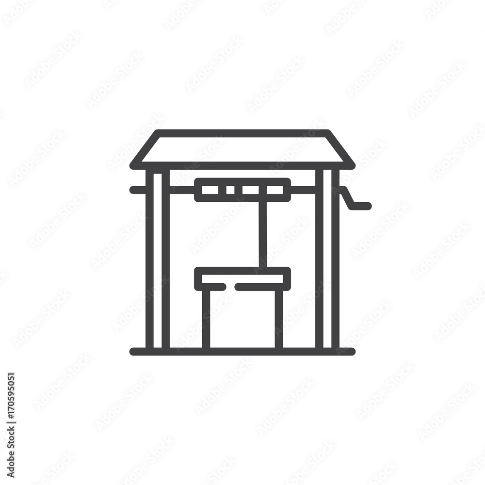 Well line icon, outline vector sign, linear style pictogram isolated on white. Symbol, logo illustration. Editable stroke Well line icon, outline vector sign, linear style pictogram isolated on white. Symbol, logo illustration. Editable stroke