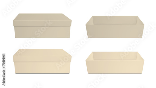 Brown paper or plastic open and closed box for toys, shoes or food © Кseniia_designer