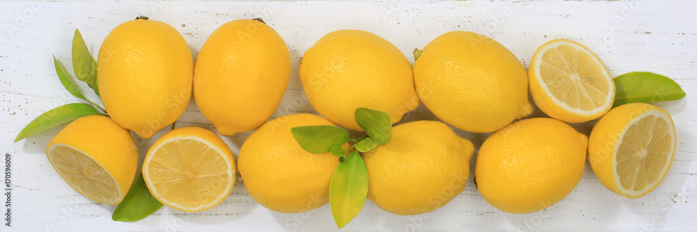 Zitrone Zitronen Früchte Banner von oben