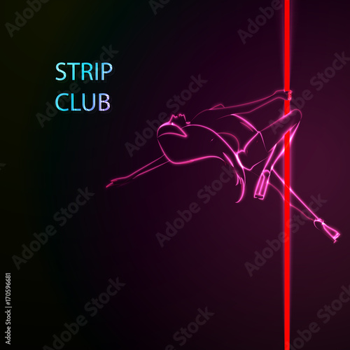 Girl on the pylon strip bar