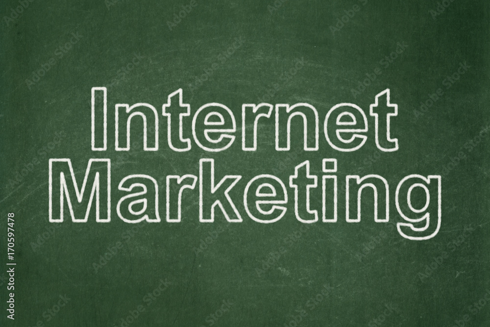 Fototapeta premium Advertising concept: Internet Marketing on chalkboard background