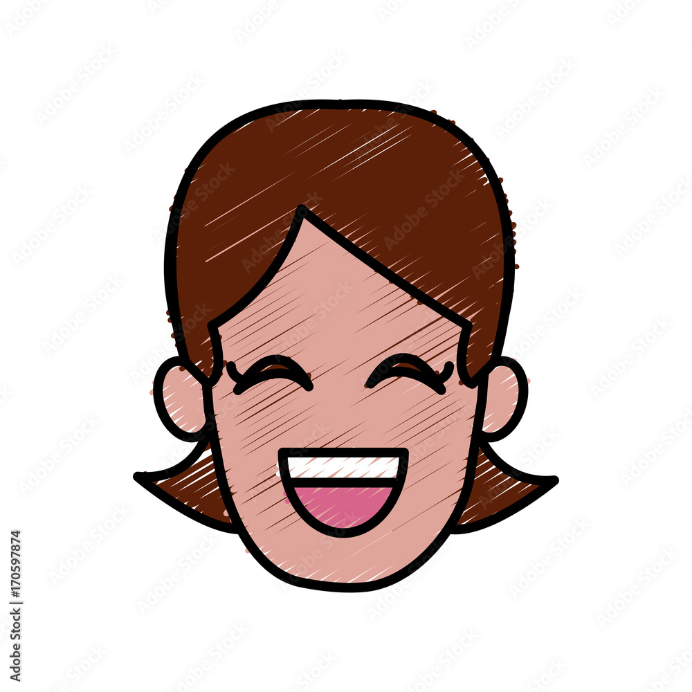 Fototapeta premium Woman smiling with eyes closed icon vector illustration graphic design