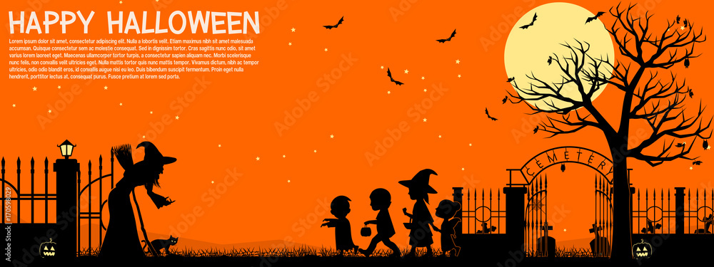 Fototapeta premium Halloween background, there are 4 unique layers .( orange,yellow, black ,dark orange) easy to manage color. 