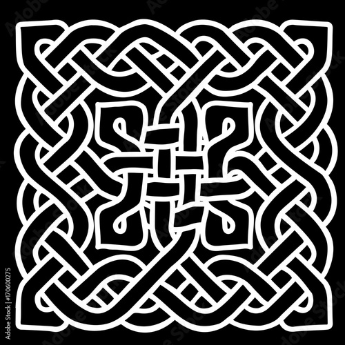 Celtic black and white pattern. Scandinavian ornament. Ribbon background. Vector illustration.