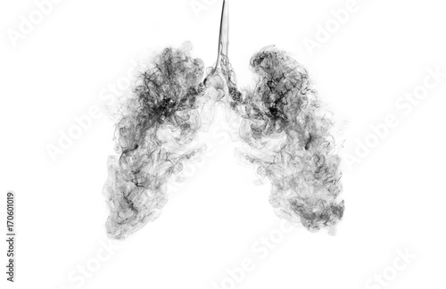 A concept image when smoke goes inside the lungs. Campaign for quitting smoking or living in a polluted area.