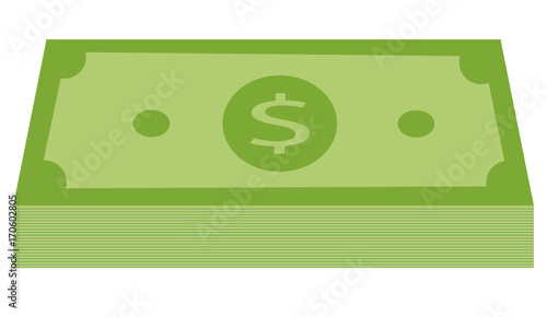 green stack of money icon. money icon in flat style. dollar icon. green dollar stack on white background.