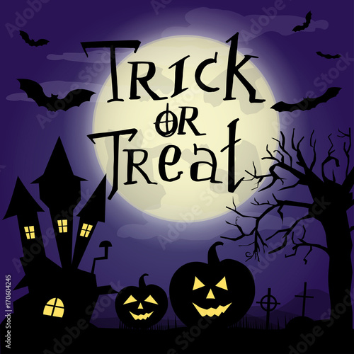 Dark halloween illustration with silhouettes