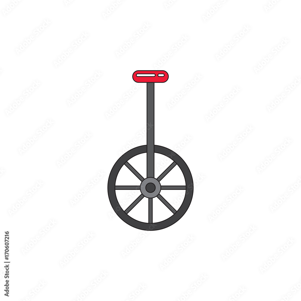 Unicycle, One Wheel Bicycle, Cartoon Flat Style Vector Illustration.