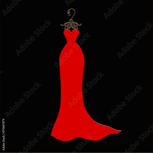 Long red dress on an elegant hanger