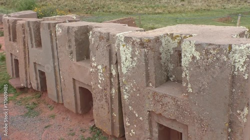 H Blocks at ancient ruins of Puma Punku, Tiwanaku civilization, Bolivia, Altiplano photo