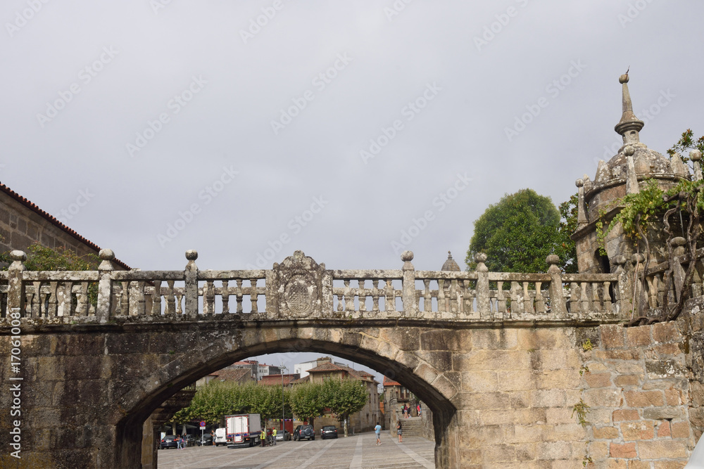 Arch and bridge and Fefinhanes square, Cambados. Pontevedra.Galicia. Spain Arch and bridge and Fefinhanes square, Cambados. Pontevedra.Galicia. Spain