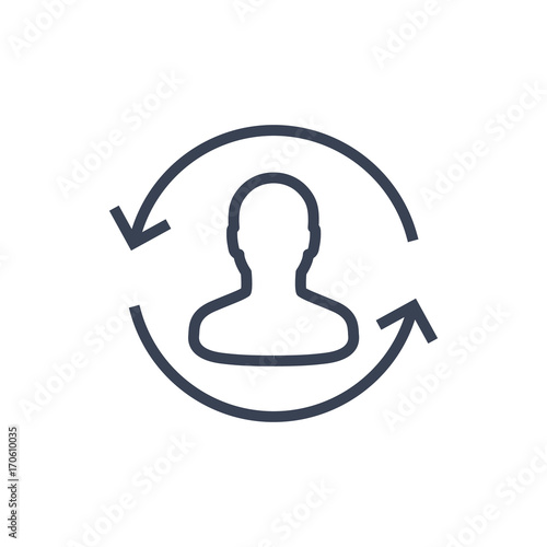 Returning customer line icon on white