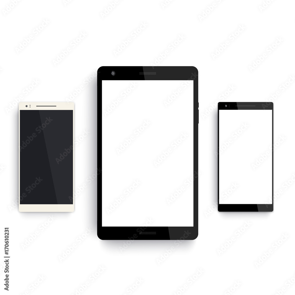 tablet and smartphones mockup on white tablet and smartphones mockup on white