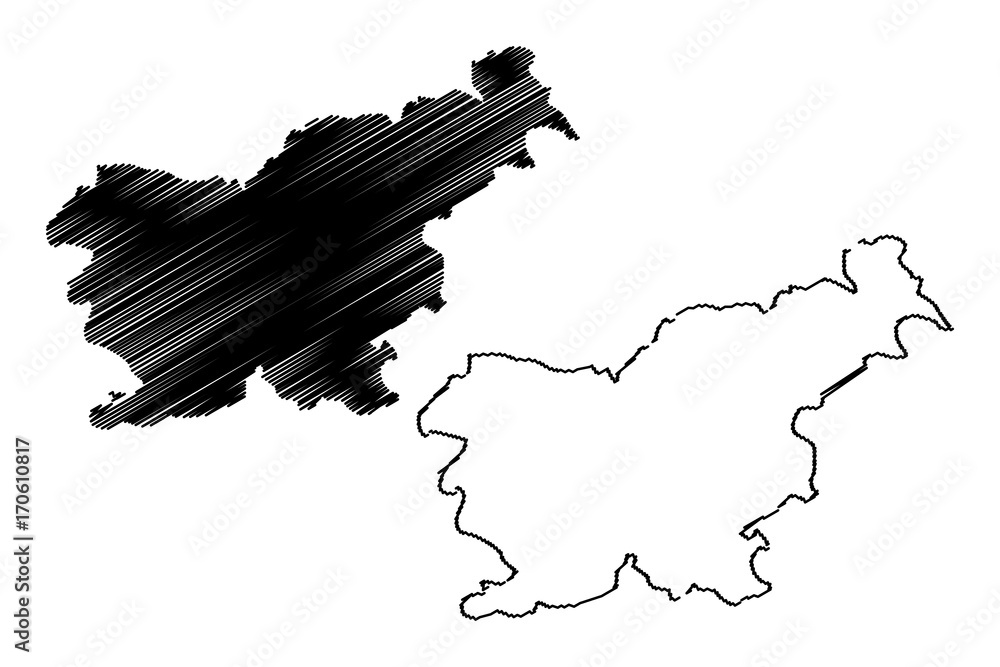 Slovenia map vector illustration, scribble sketch Slovenia