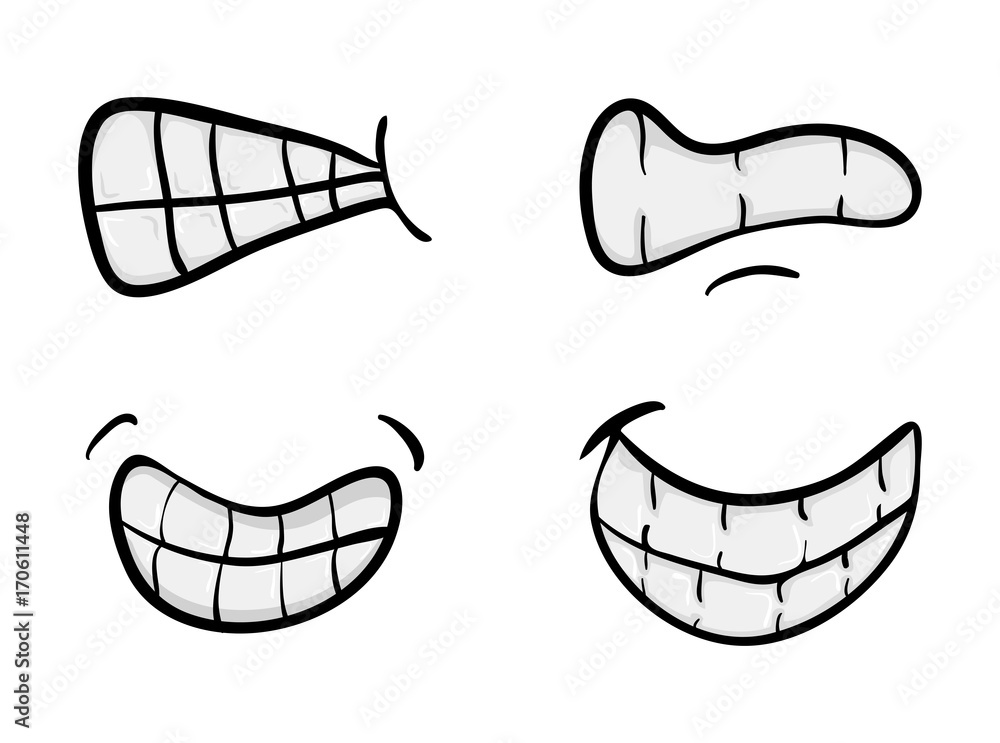 Naklejka premium cartoon mouth with teeth set vector symbol icon design. Beautiful illustration isolated on white background