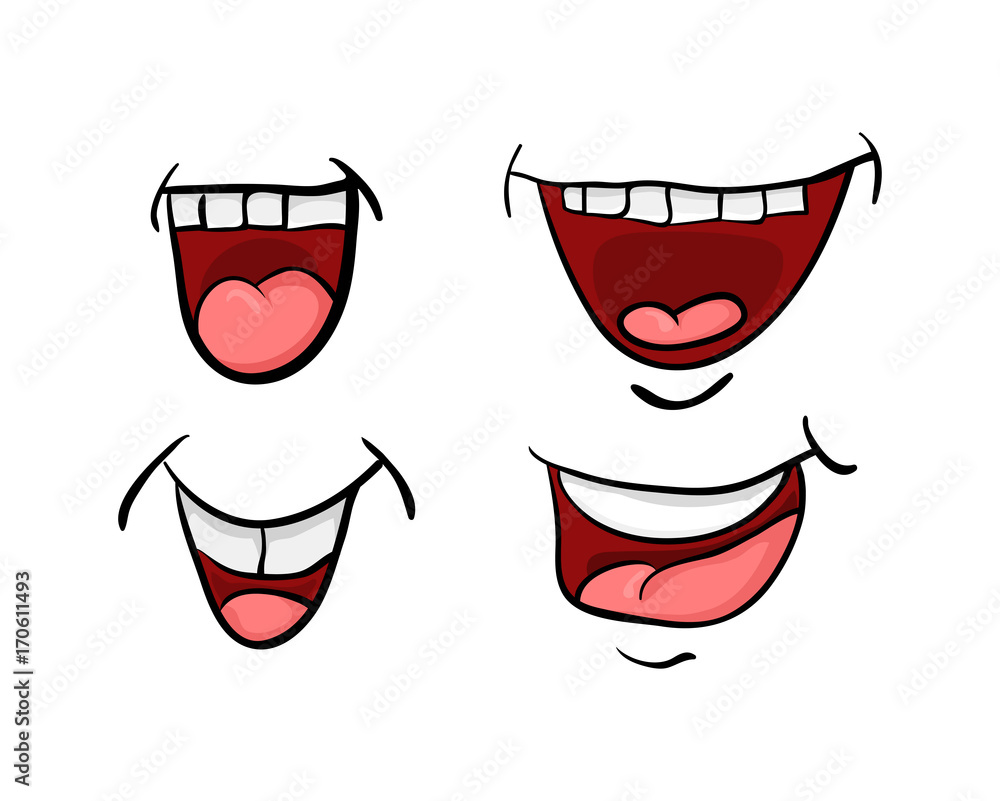 cartoon mouth with tongue and teeth set vector symbol icon design. Beautiful illustration isolated on white background cartoon mouth with tongue and teeth set vector symbol icon design. Beautiful illustration isolated on white background