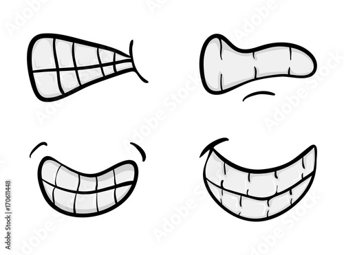 cartoon mouth with teeth set vector symbol icon design. Beautiful illustration isolated on white background