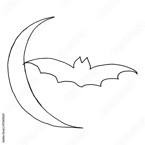 Hand Drawn Halloween Set. Bat.