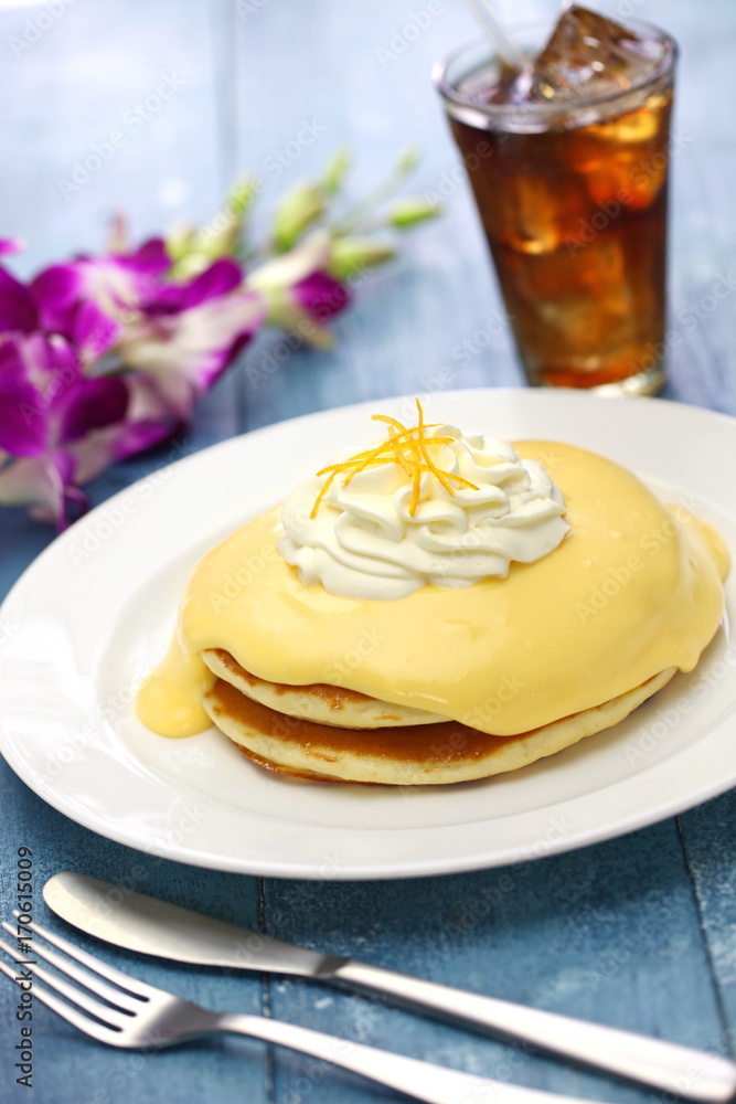 homemade lilikoi passion fruit pancake, Hawaiian food