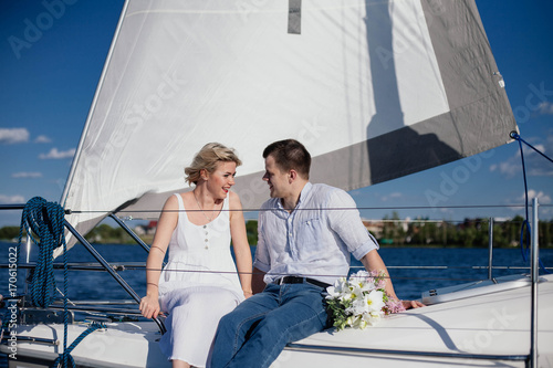 couple in love on a yacht, wedding © velimir