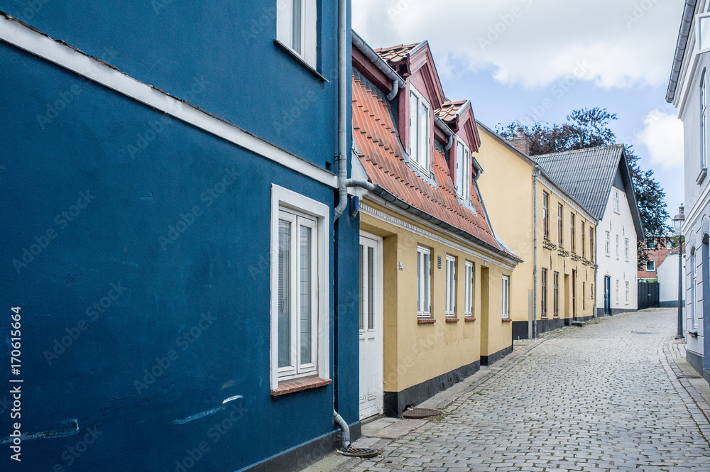 Street view of Varde city, Denmark