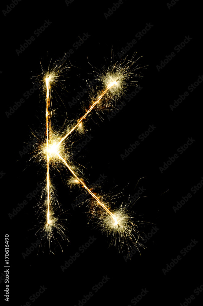 English alphabet from sparkler on black background,Alphabet big letter English alphabet from sparkler on black background,Alphabet big letter