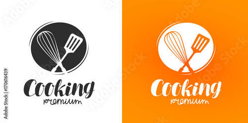 Cooking logo or label. Cuisine, cookery icon. Vector illustration