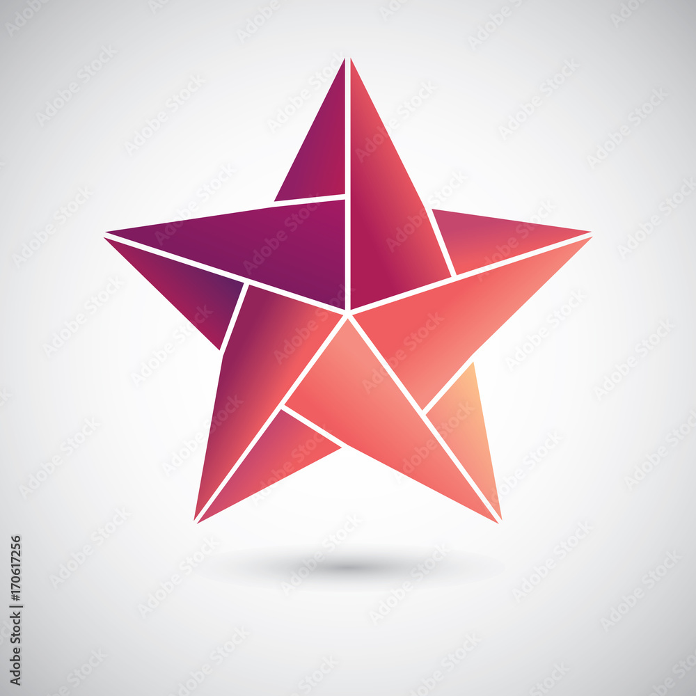 origami star with shadow on the gray background origami star with shadow on the gray background