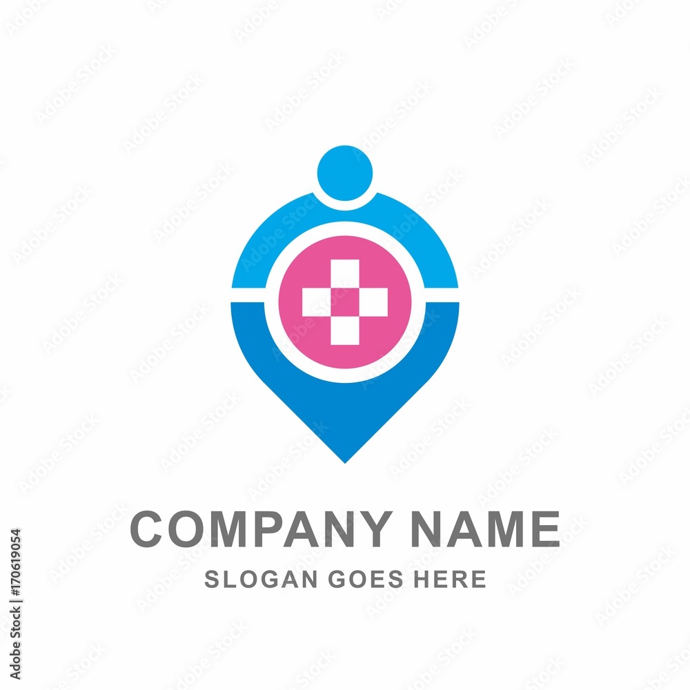 Obraz premium Medical Pharmacy Geometric Cross Circle People Hospital Clinic Business Company Stock Vector Logo Design Template 