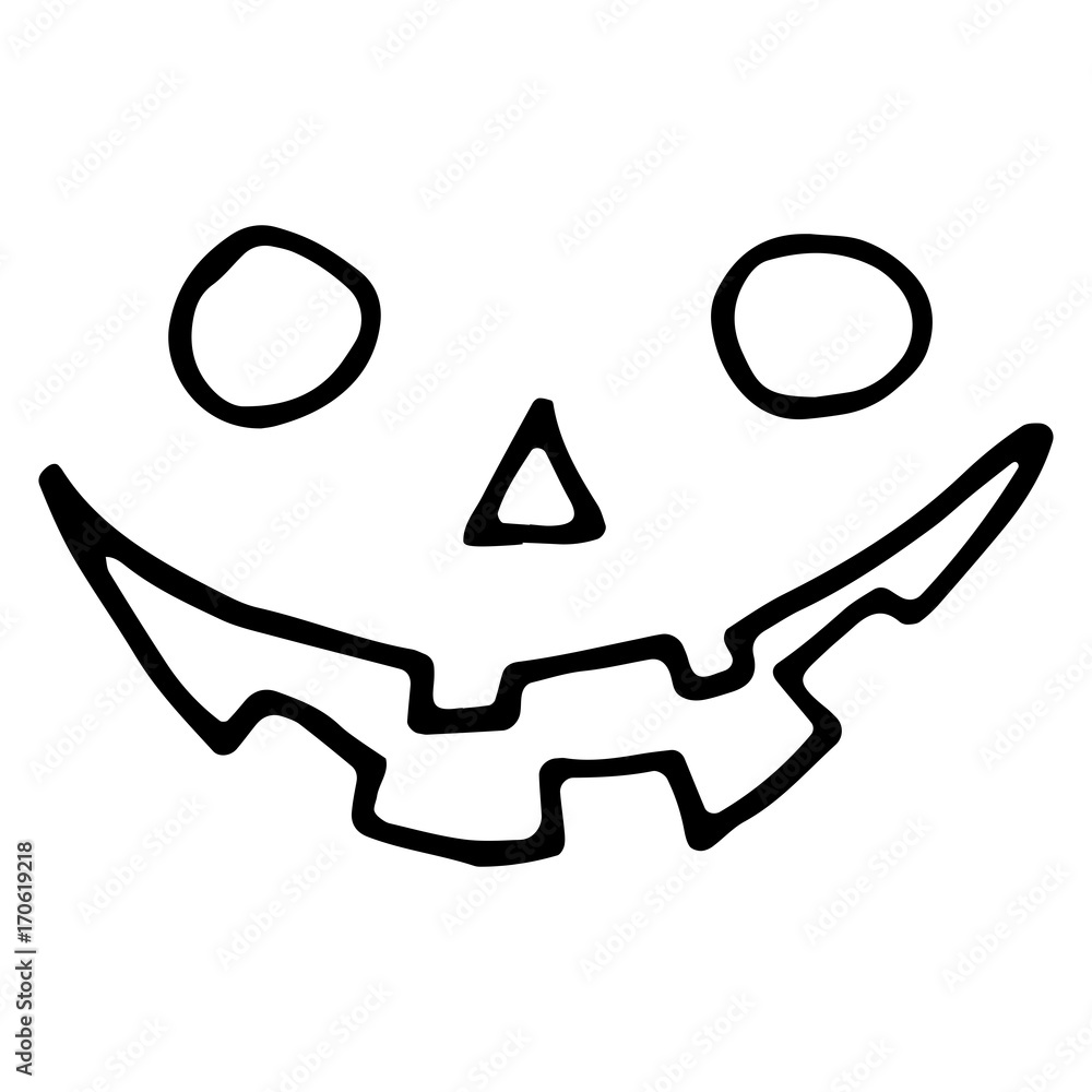 Hand Drawn Halloween Set. Scary face.