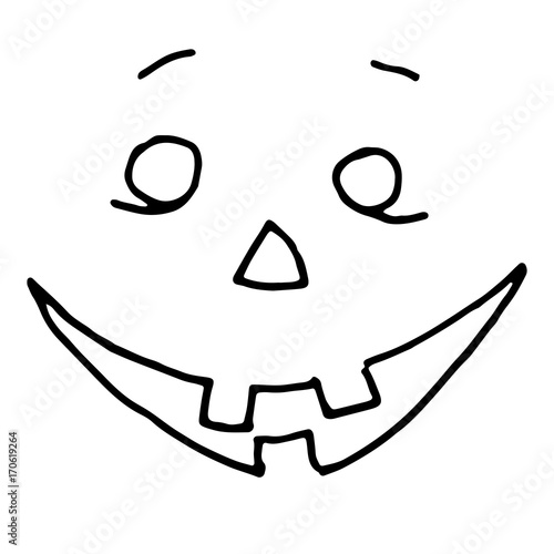 Hand Drawn Halloween Set. Scary face.