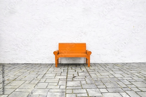 orange chair on white background,red Chair wooden on white wall