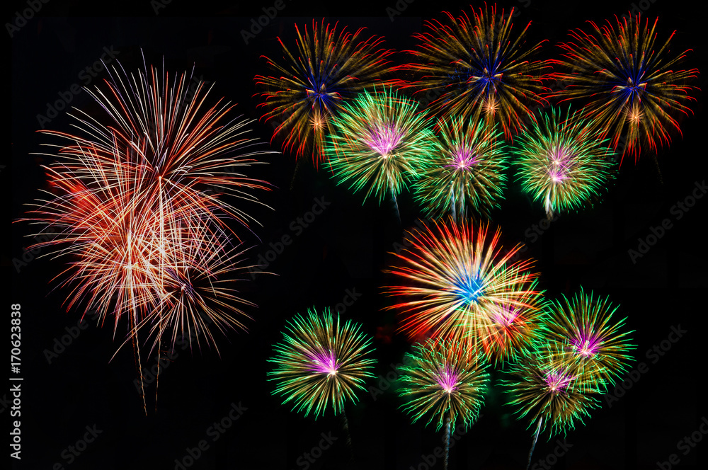 Fireworks, Fireworks light up the sky,New Year celebration fireworks Fireworks, Fireworks light up the sky,New Year celebration fireworks
